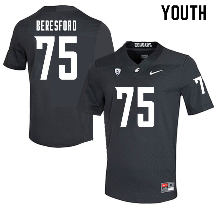 Youth #75 Cade Beresford Washington State Cougars College Football Jerseys Sale-Charcoal